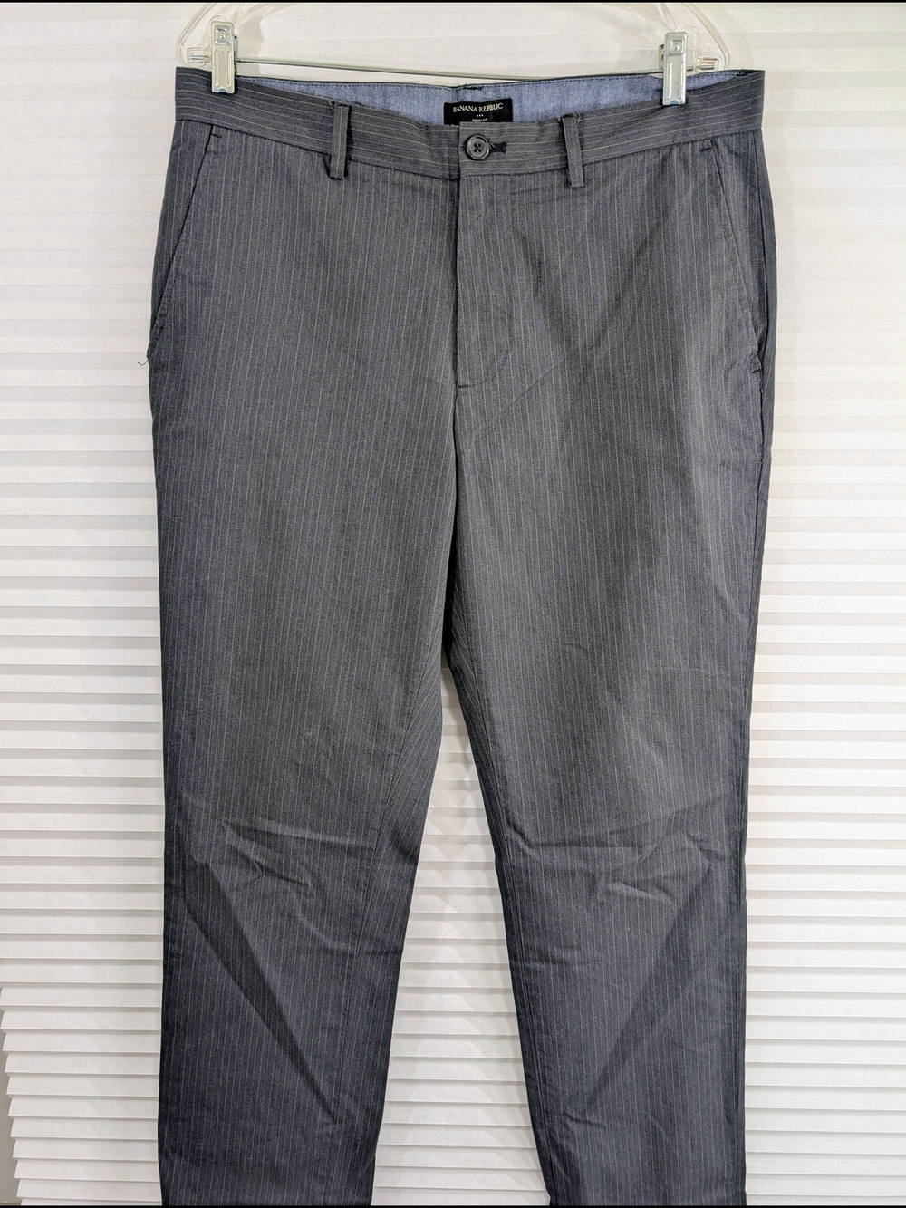 Banana Republic Aiden Fit Pinstripe Chino Pants Gray Slim Fit Trousers 34x32